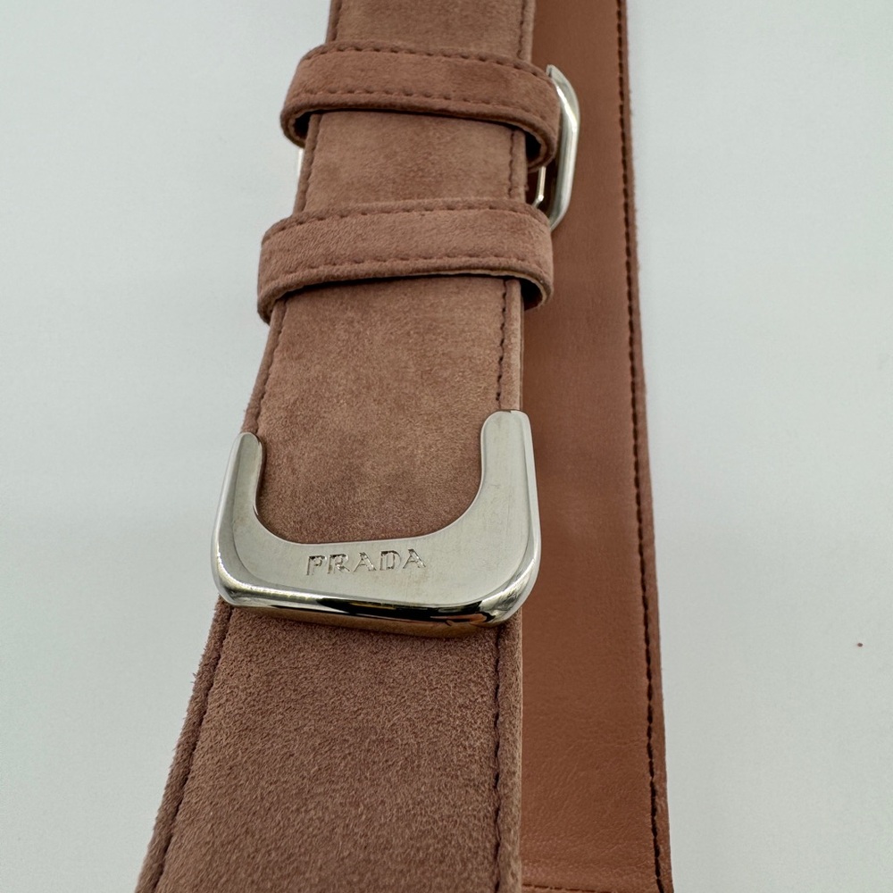 PRADA Suede Leather Blush Belt Size 80/32 1C 5379 Women Made In Italy - Picture 10 of 14